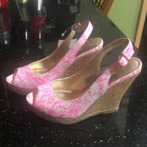 Lilly Pulitzer Pink/Wht Floral shoe,sz 6 1/2, NWOT